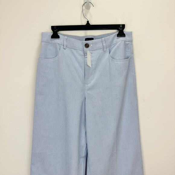 J.Crew Petite Striped High Rise Wide Leg Cropped Pant Blue White US 27 P NWT - Picture 7 of 13